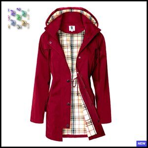 Long Hooded Rain Jacket Waterproof Windbreaker Outdoor Active Performance